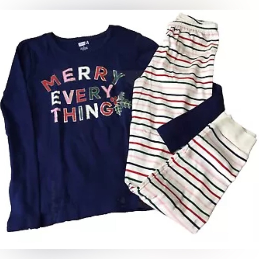 CRAZY 8 Girls size 10 MERRY EVERYTHING HOLIDAY CHRISTMAS PJ PAJAMA SET NEW